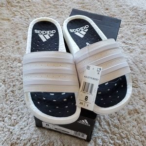 Unisex Adidas Adilette Boost Slides in White